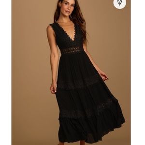 Lulus Truly Blissful Black Crochet Lace Maxi Dress